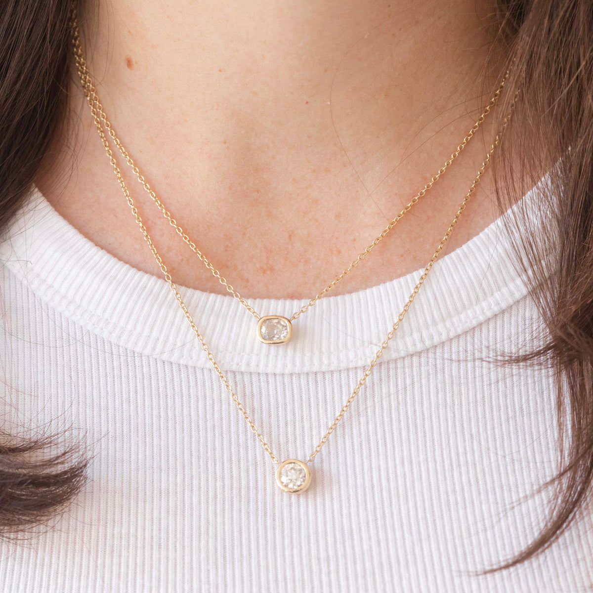 Hidden Initial Necklace, 1ct Round Cut