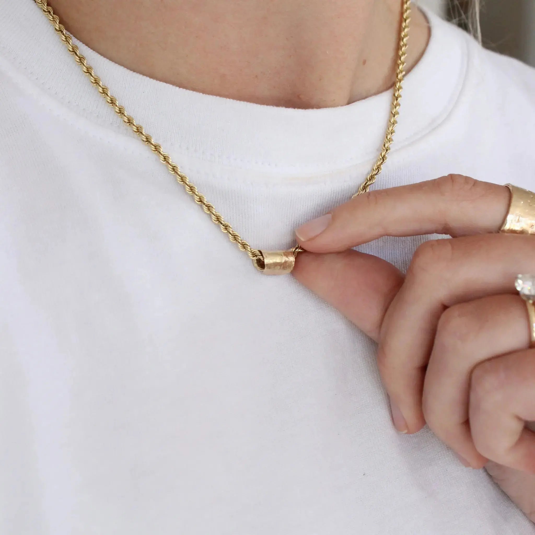 Birch Slide Necklace on a Rooted Chain Mary Frances Maker