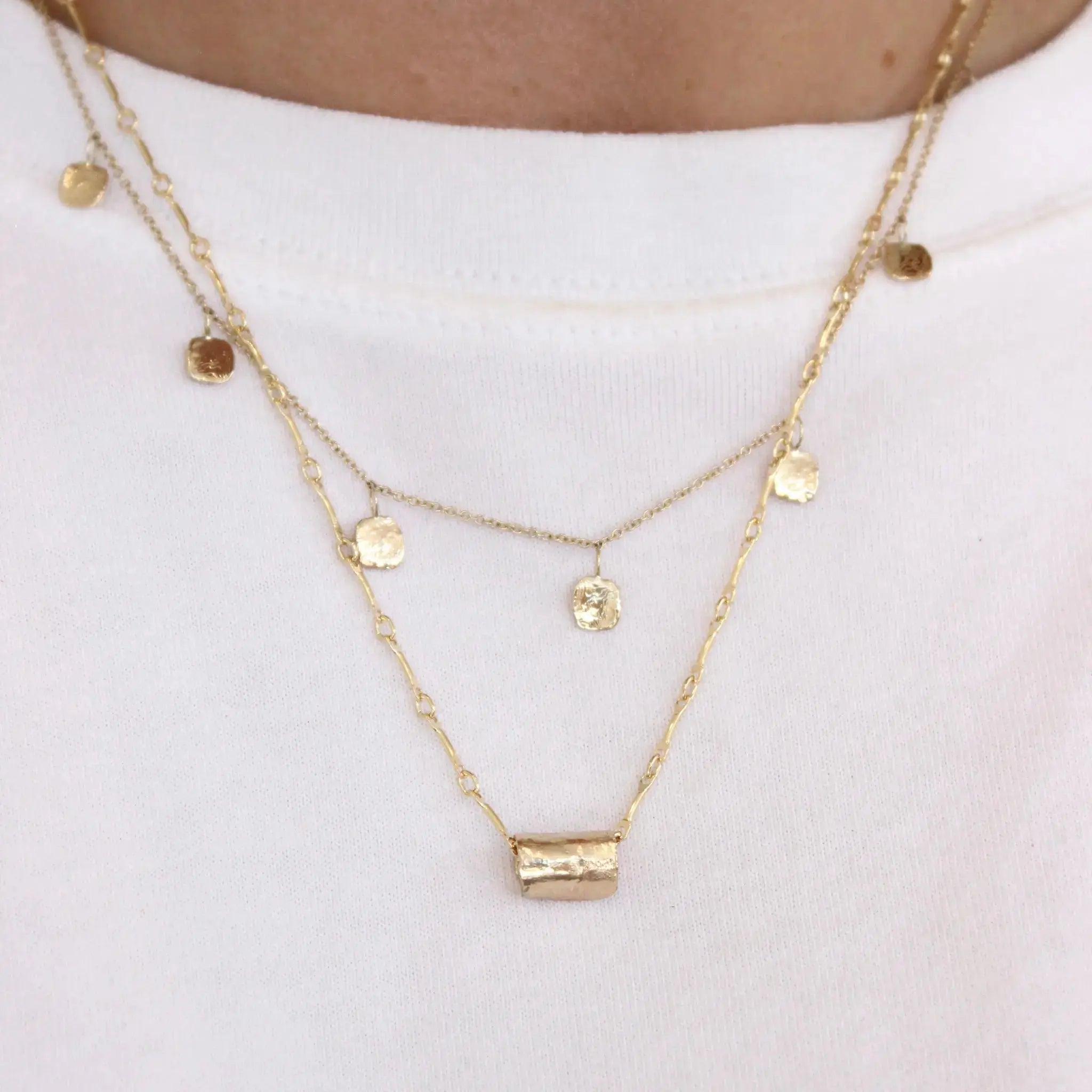 Birch Slide Necklace on a Rooted Chain Mary Frances Maker
