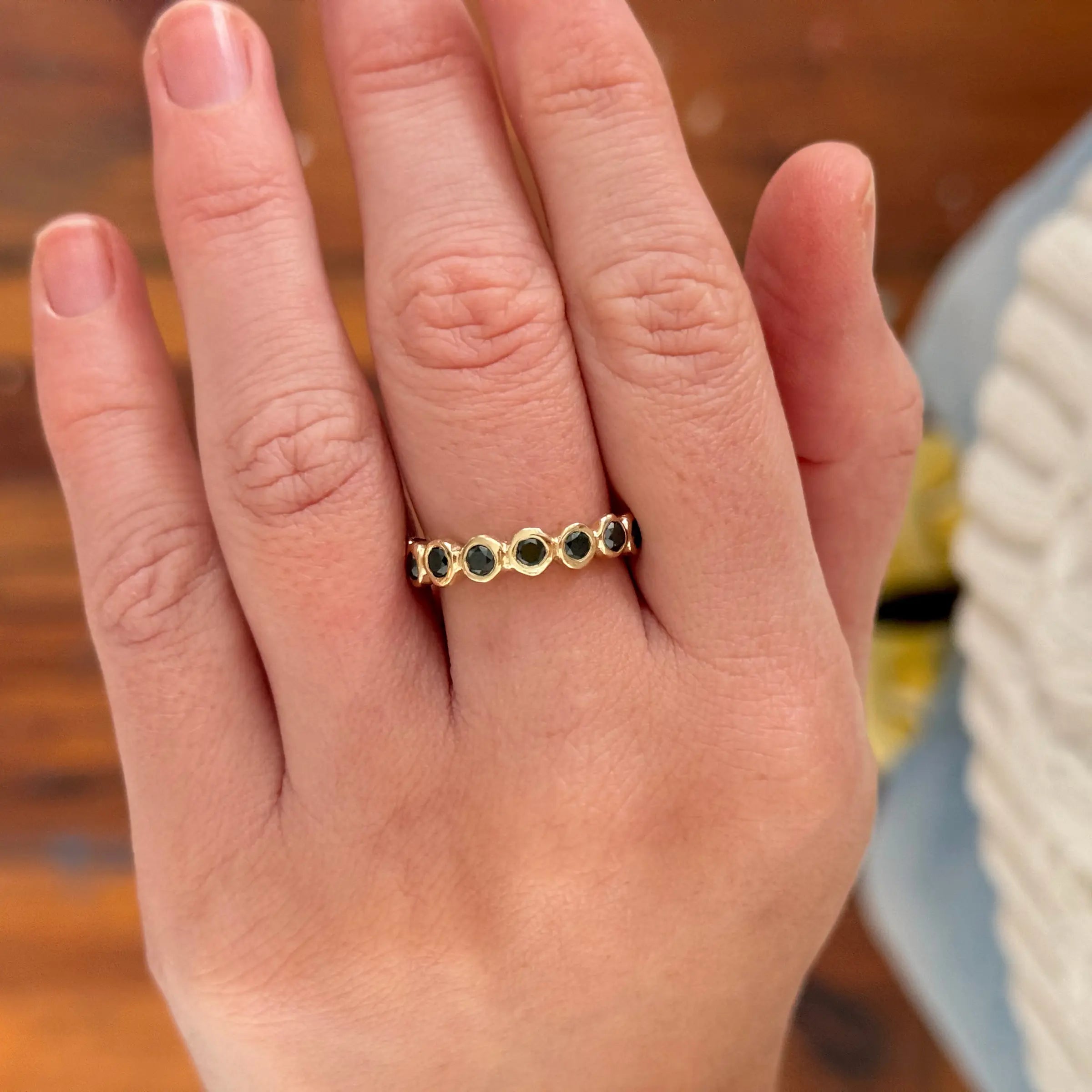 Black Diamond Half Eternity Ring Mary Frances Maker