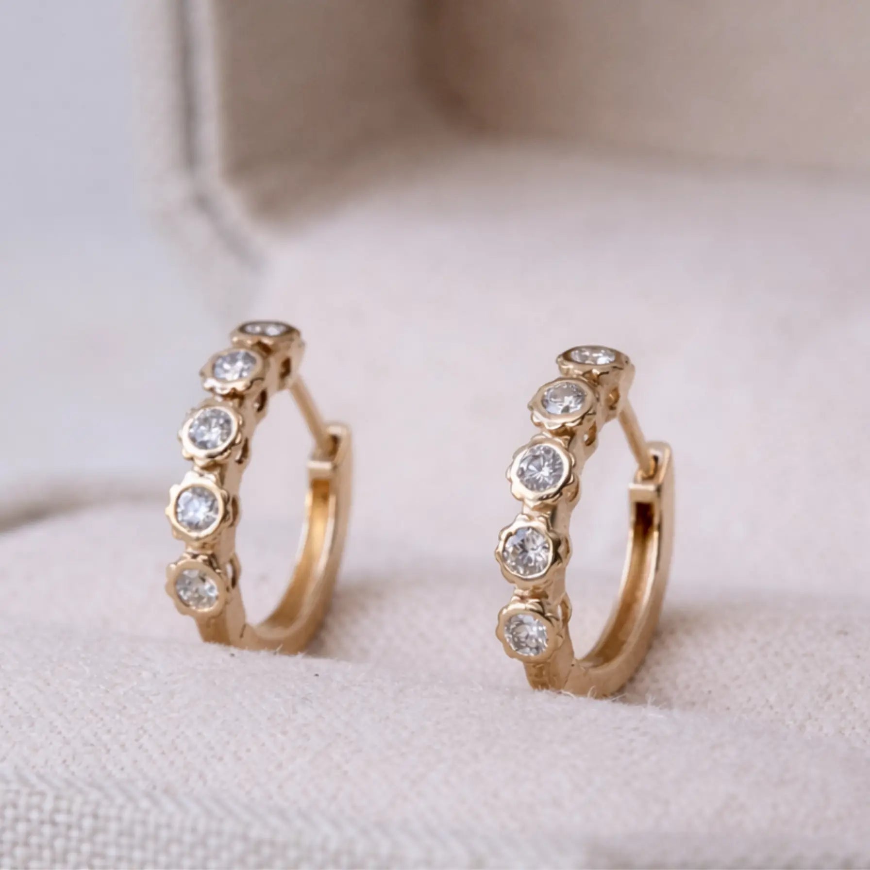 Diamond Scallop Huggie Hoops Mary Frances Maker