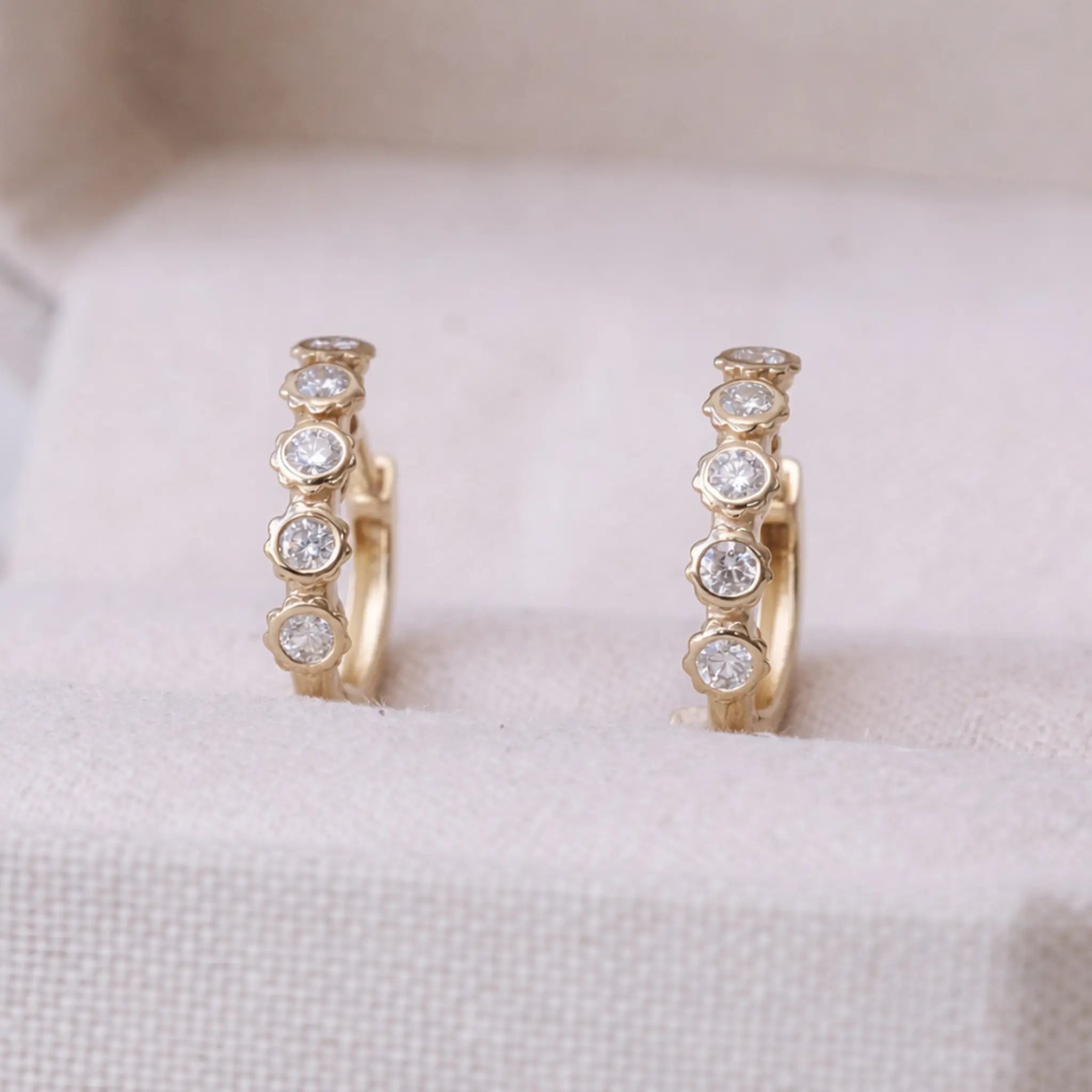 Diamond Scallop Huggie Hoops Mary Frances Maker