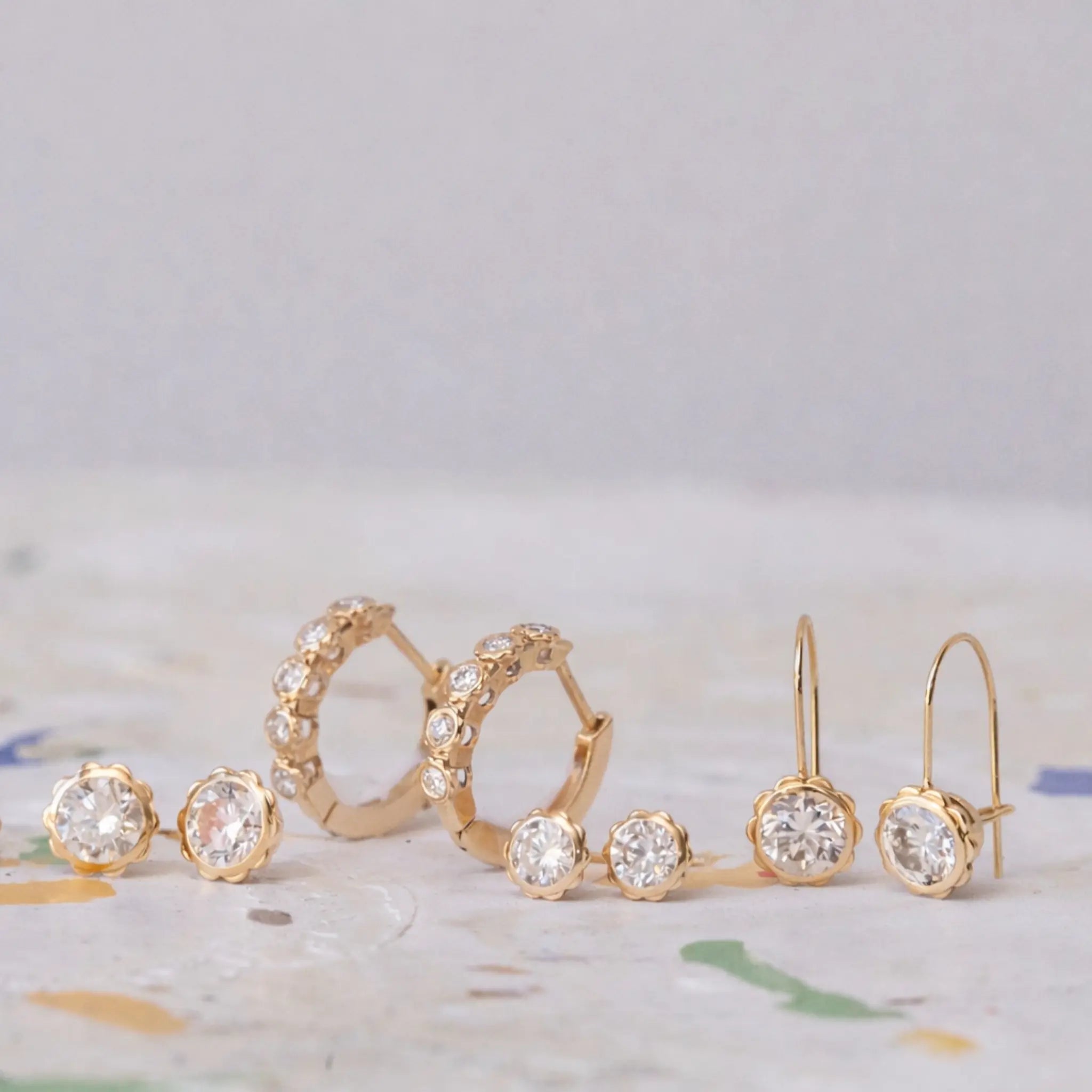 Diamond Scallop Studs — Half Carat Mary Frances Maker