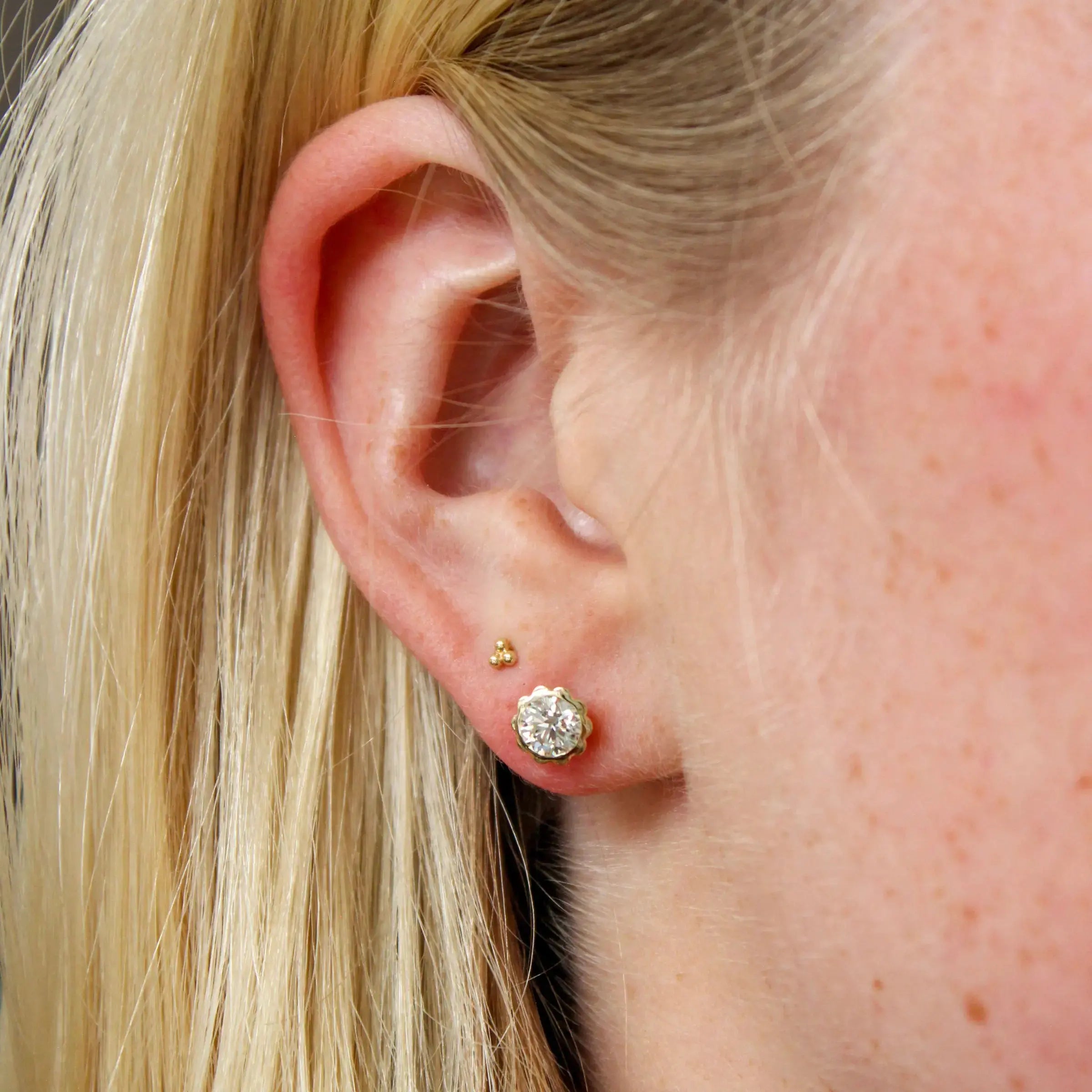 Diamond Scallop Studs, Quarter Carats Mary Frances Maker