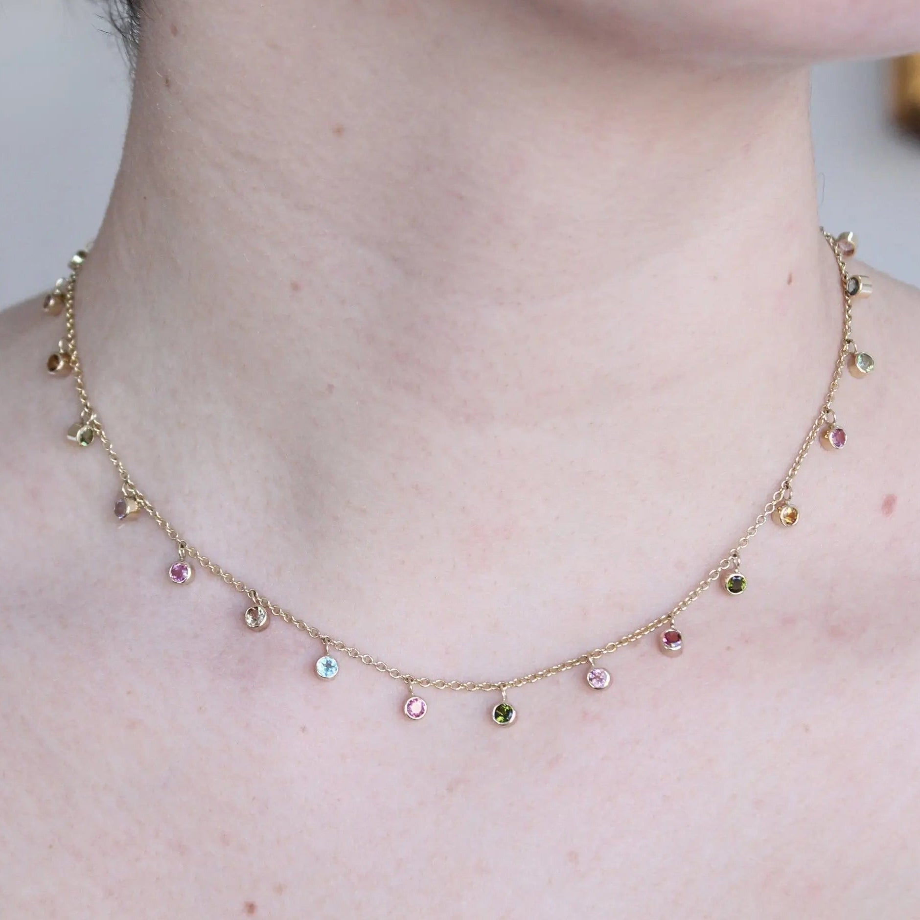 Multi-Color Tourmaline Drip Necklace Mary Frances Maker