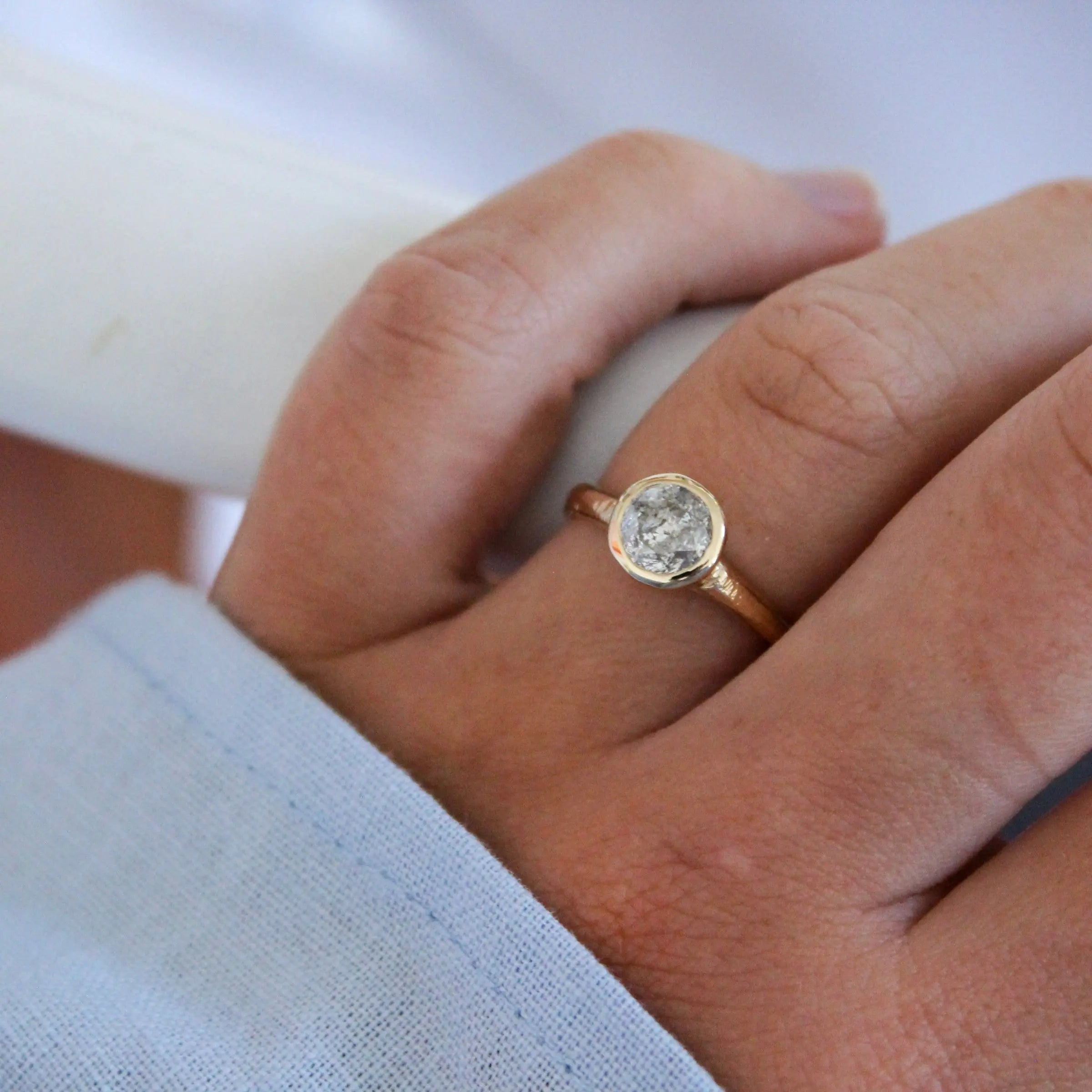 Salt and Pepper Diamond Ring Mary Frances Maker