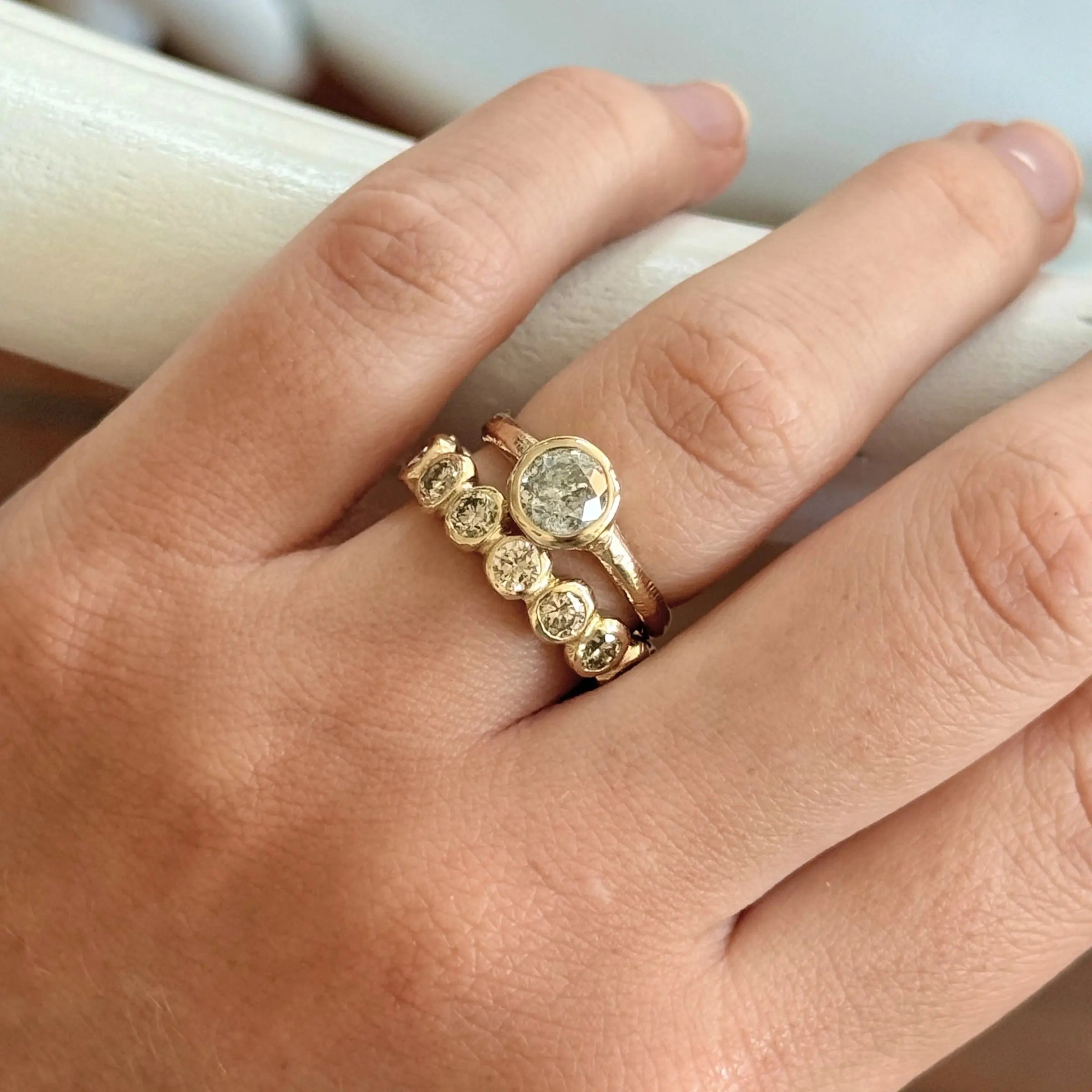 Salt and Pepper Diamond Ring Mary Frances Maker