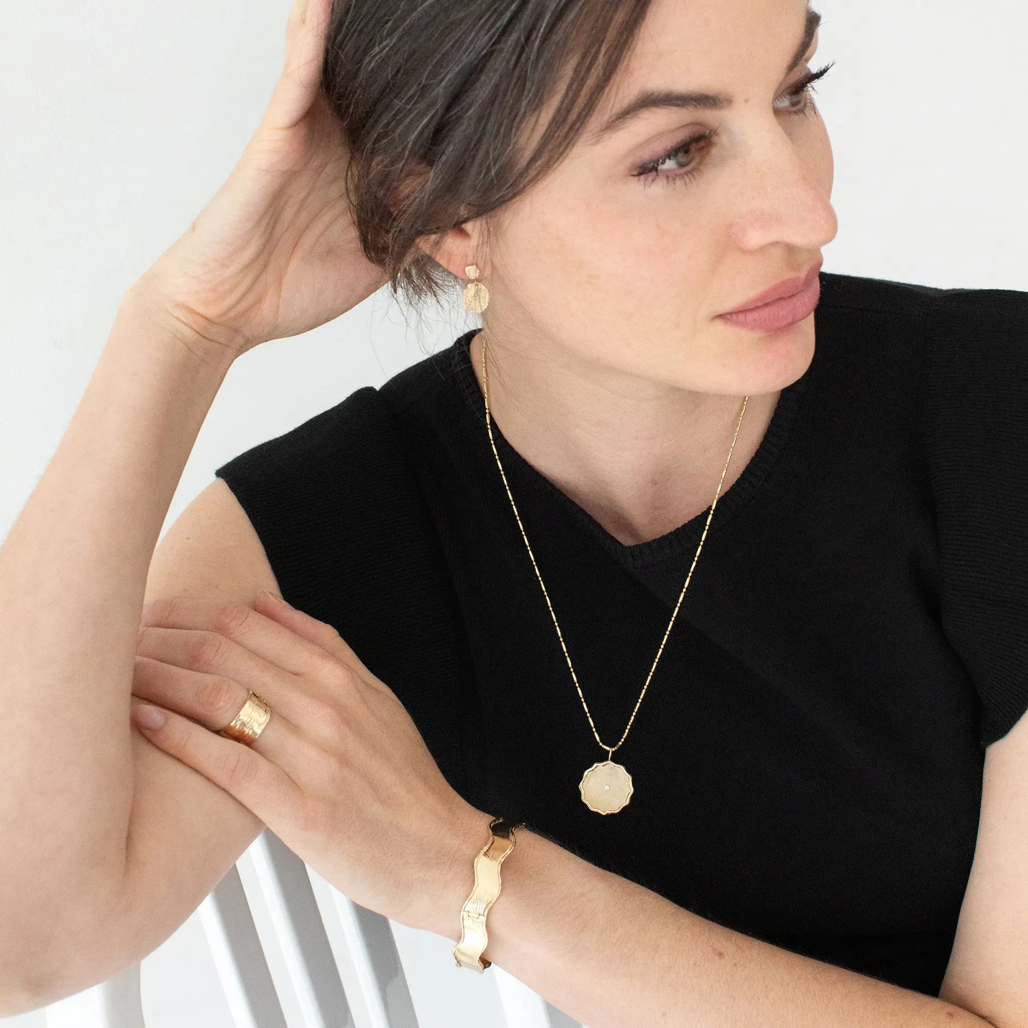 Wavy Disc Necklace Mary Frances Maker