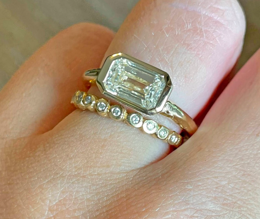 Sourced-Stones-Series-Emerald-Cut-Engagement-Ring Mary Frances Maker