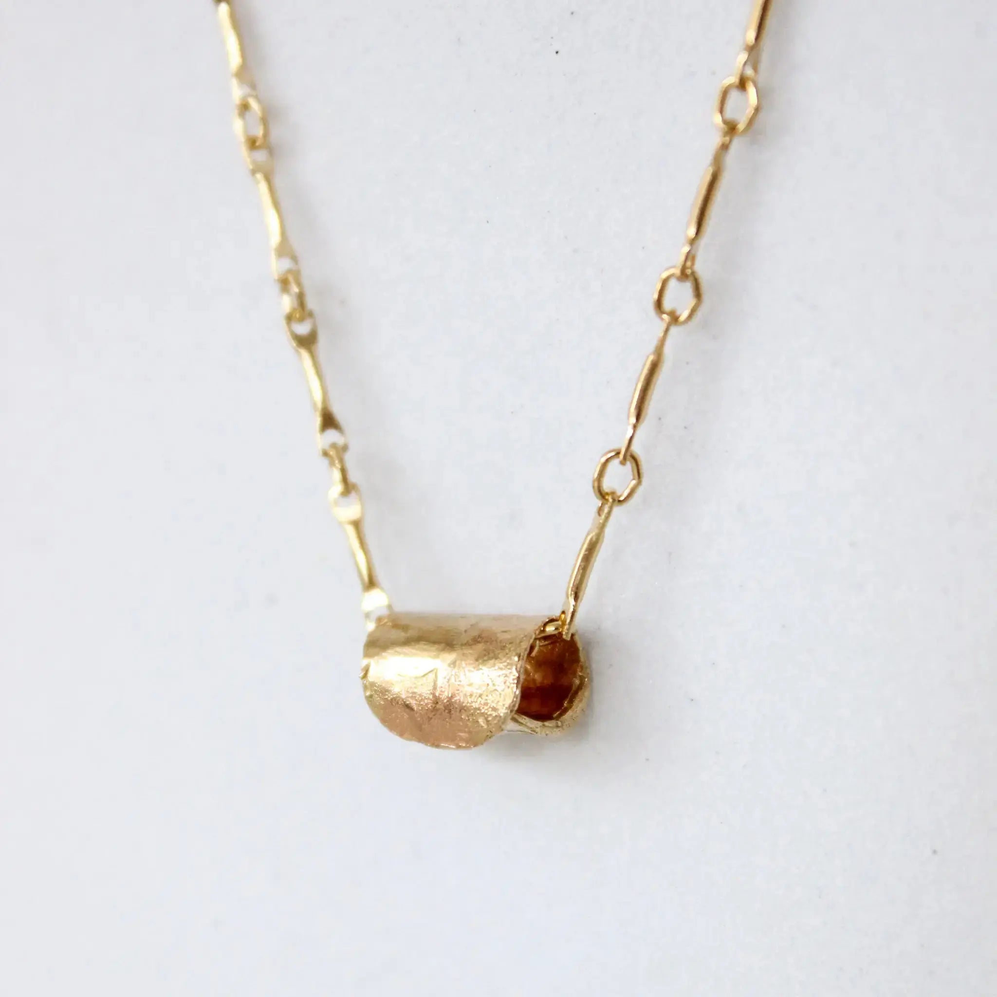Birch Slide Necklace on a Rooted Chain Mary Frances Maker
