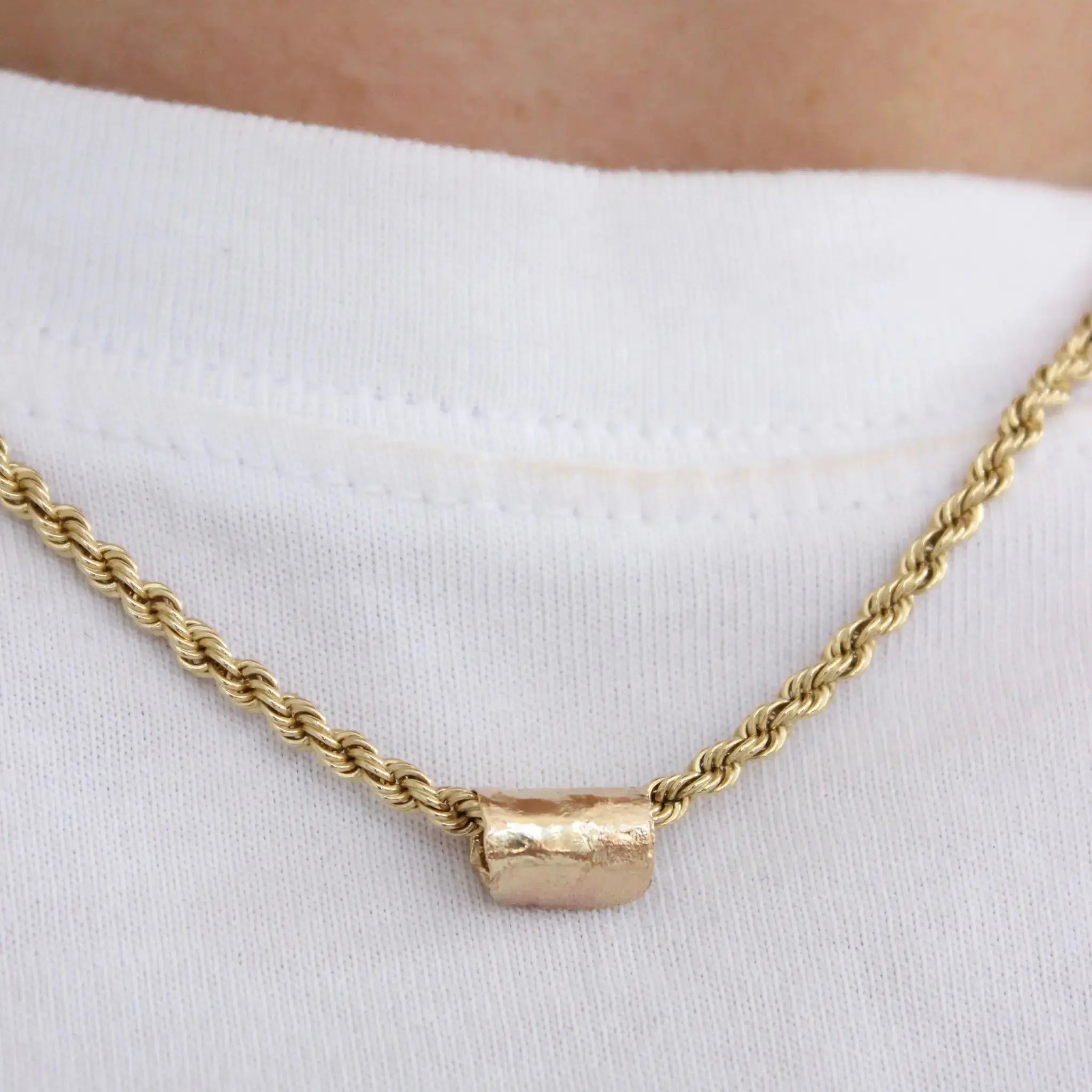 Birch Slide Necklace on a Rooted Chain Mary Frances Maker