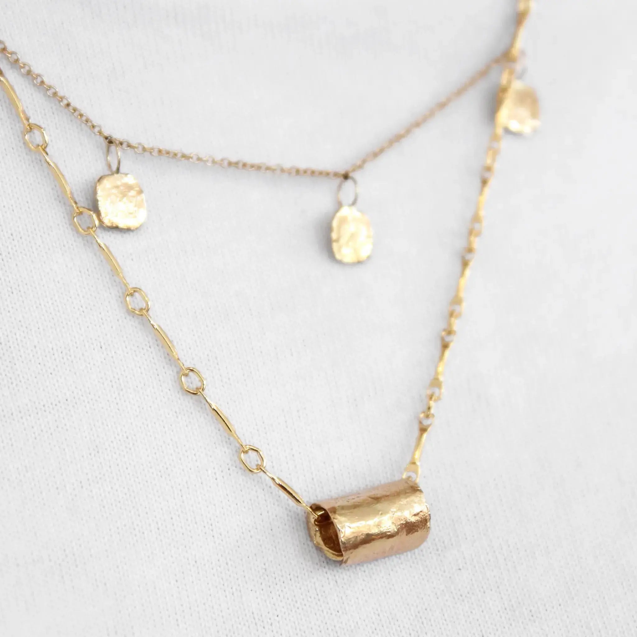Birch Slide Necklace on a Rooted Chain Mary Frances Maker