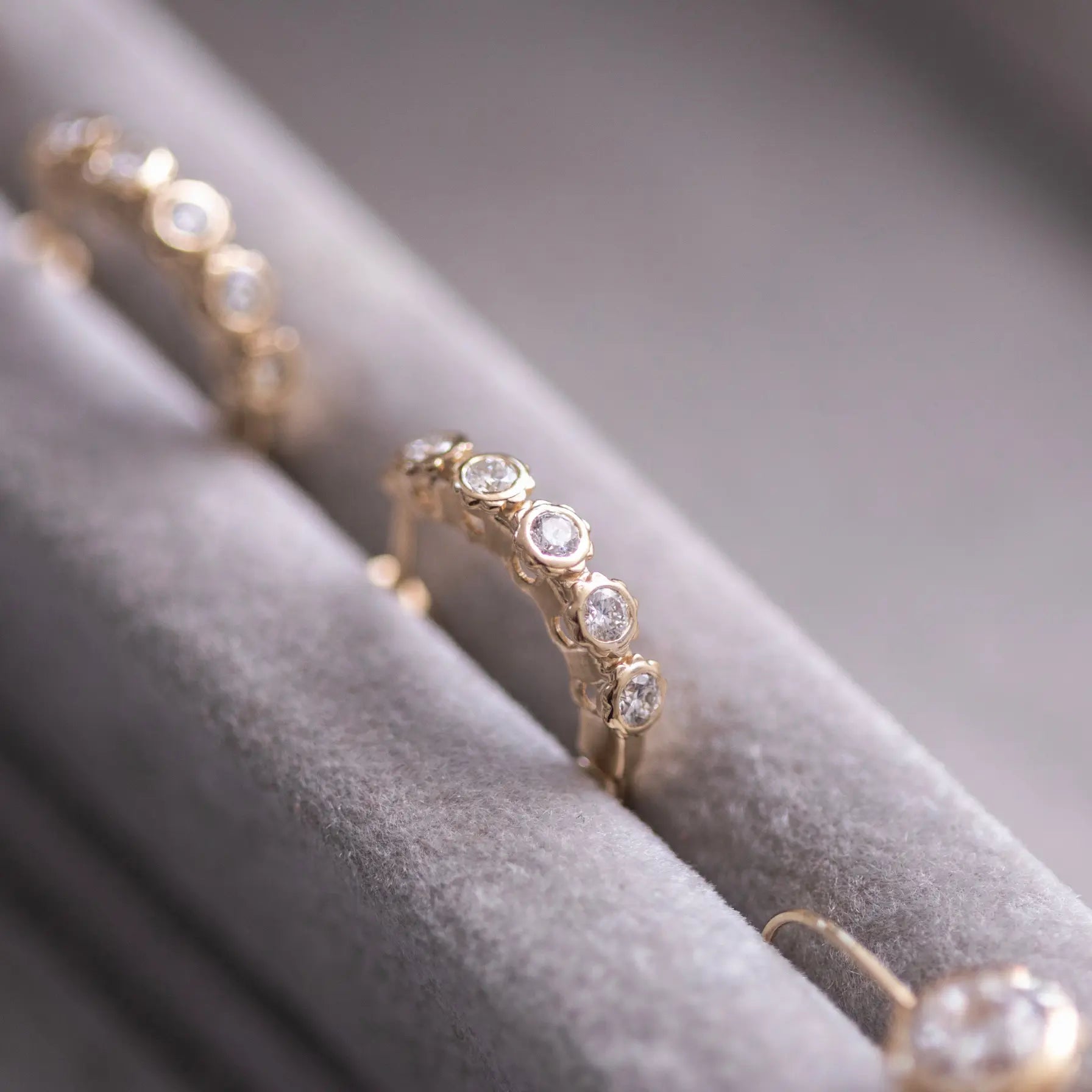 Diamond Scallop Huggie Hoops Mary Frances Maker