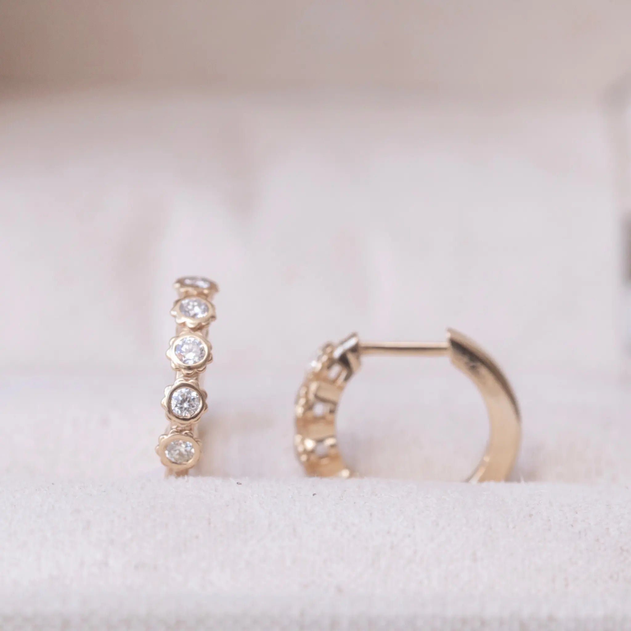 Diamond Scallop Huggie Hoops Mary Frances Maker