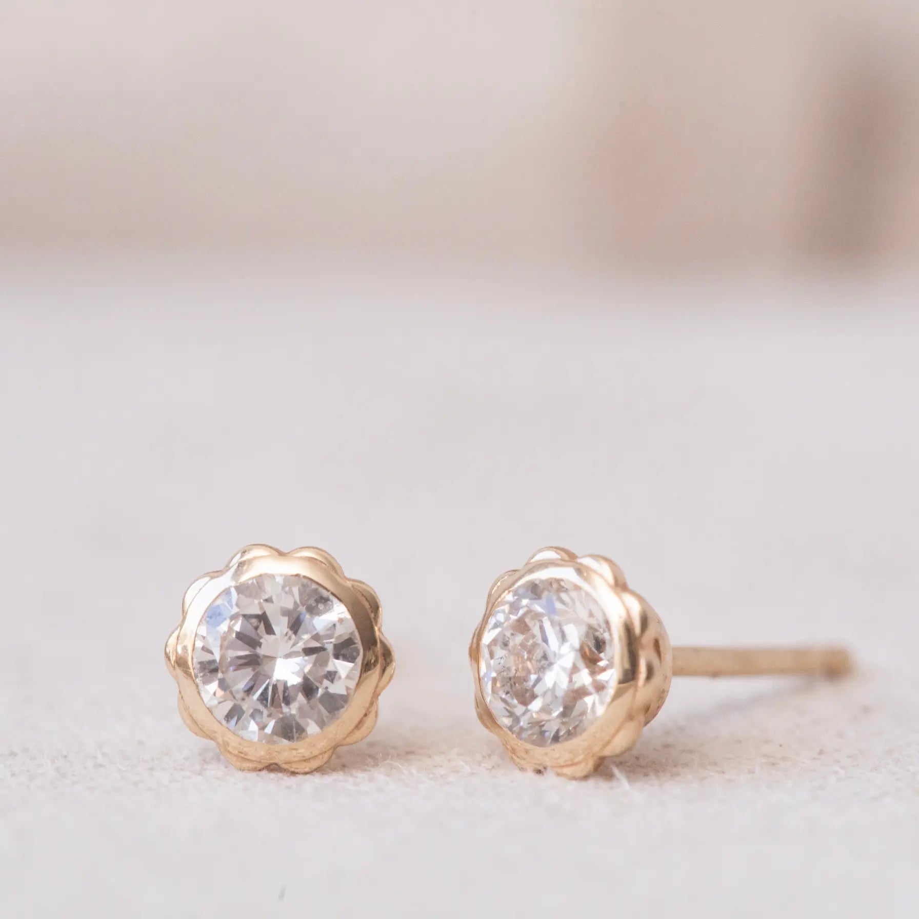 Diamond Scallop Studs — Half Carat Mary Frances Maker
