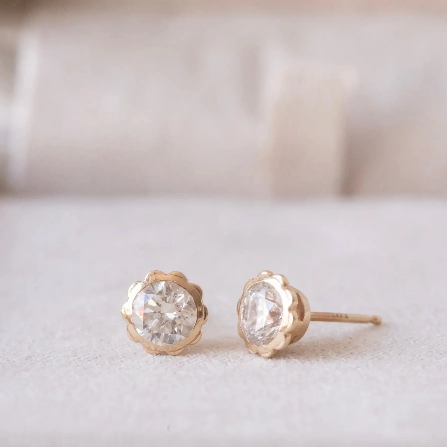 Diamond Scallop Studs — Quarter Carat Mary Frances Maker