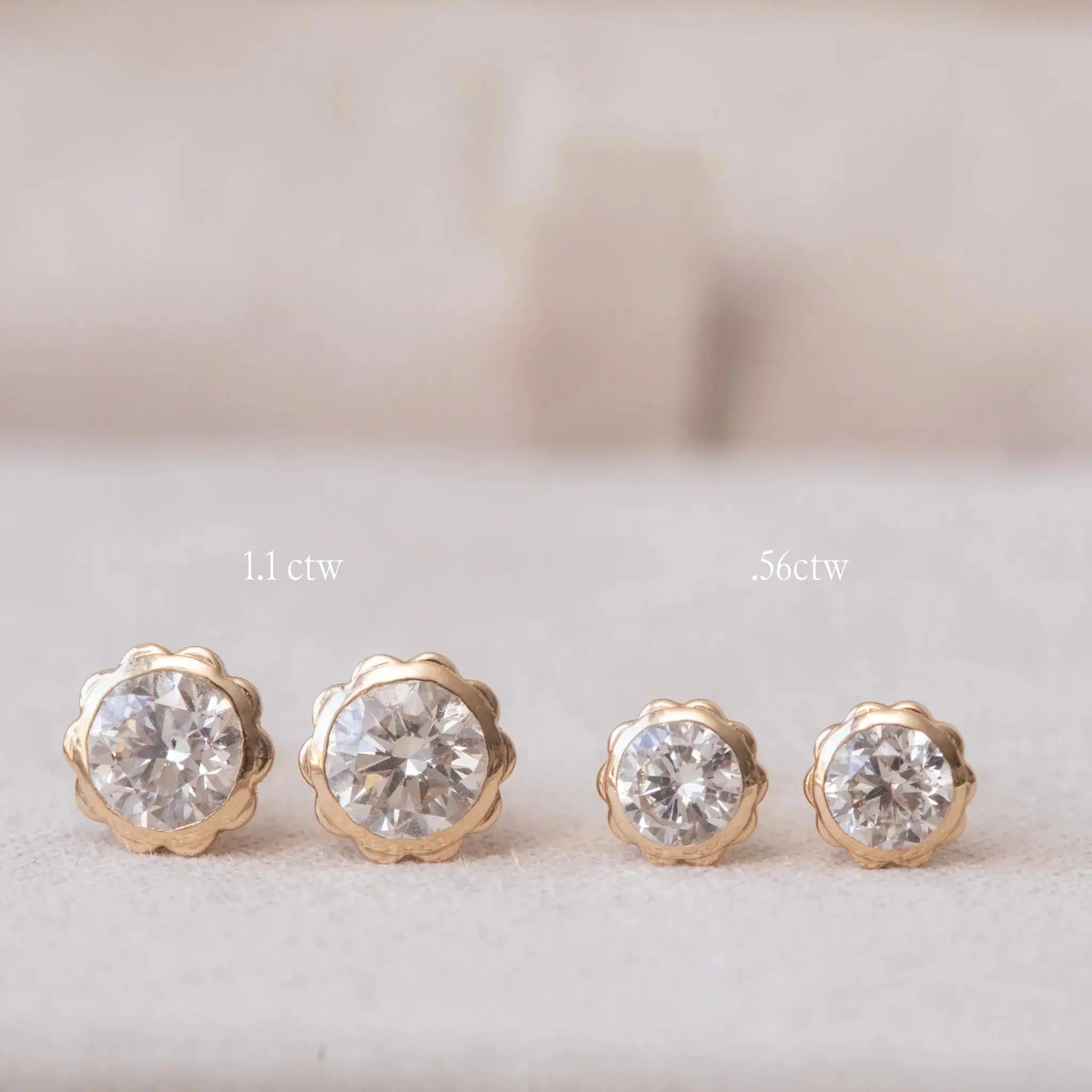 Diamond Scallop Studs — Quarter Carat Mary Frances Maker