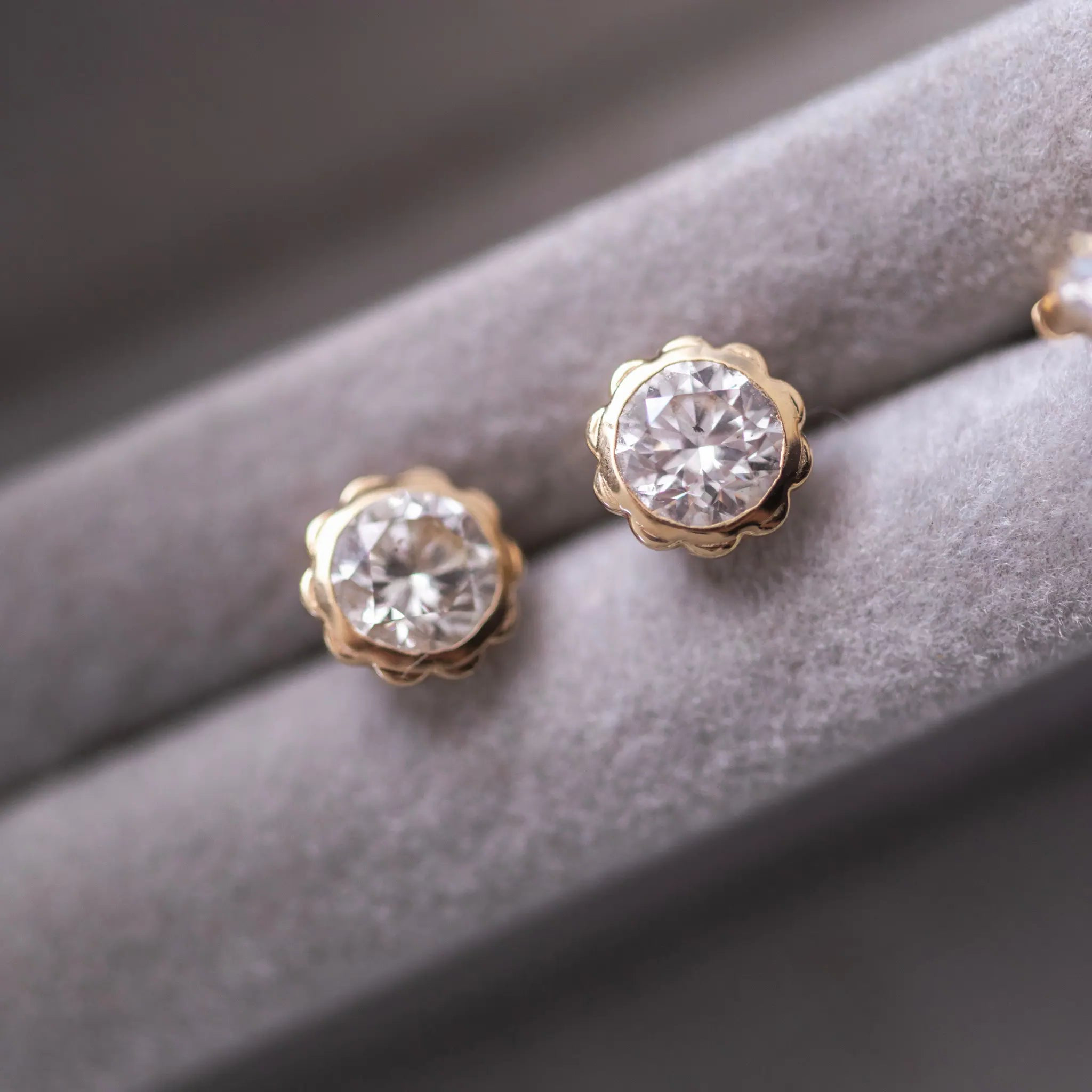 Diamond Scallop Studs — one Carat Mary Frances Maker