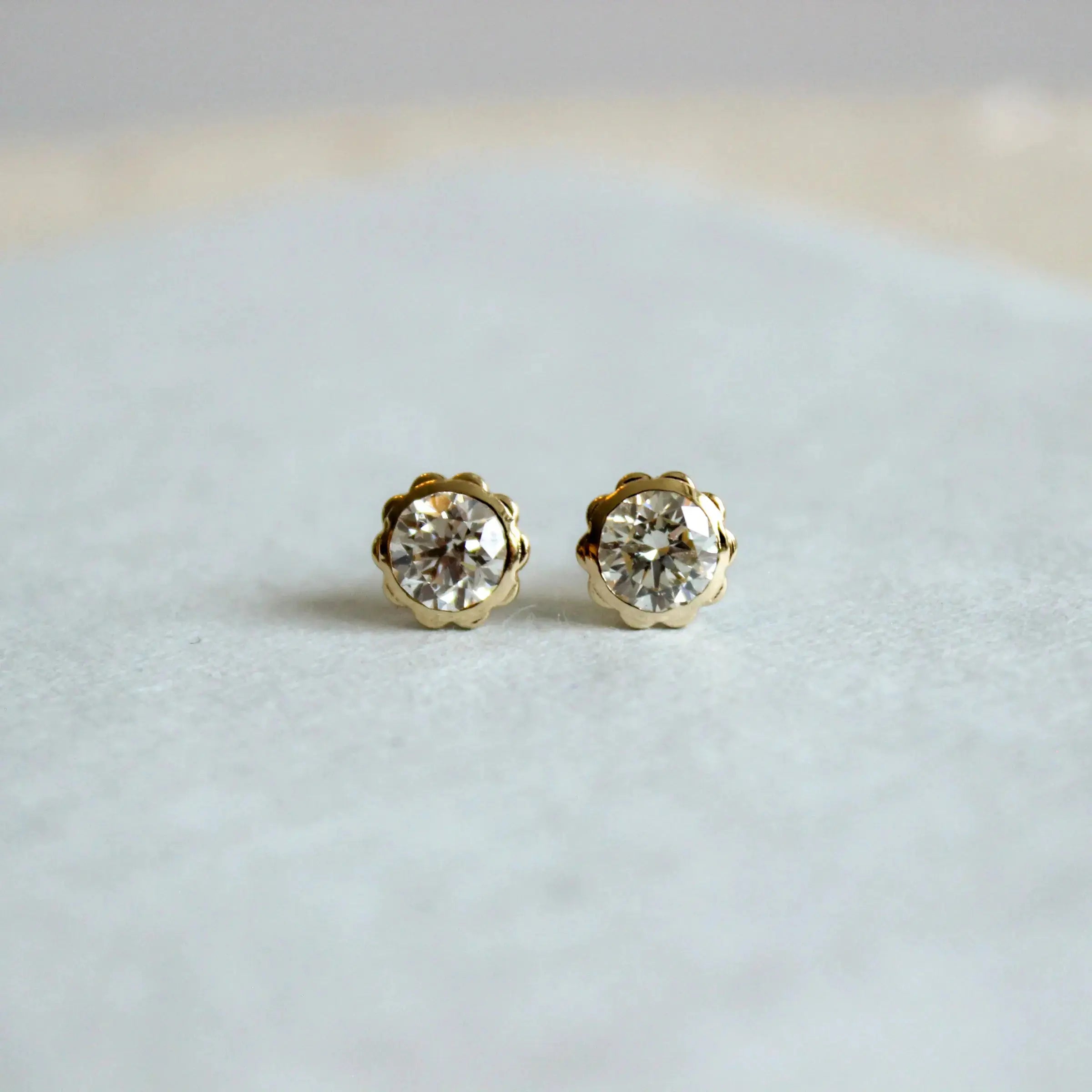 Diamond Scallop Studs, Quarter Carats Mary Frances Maker