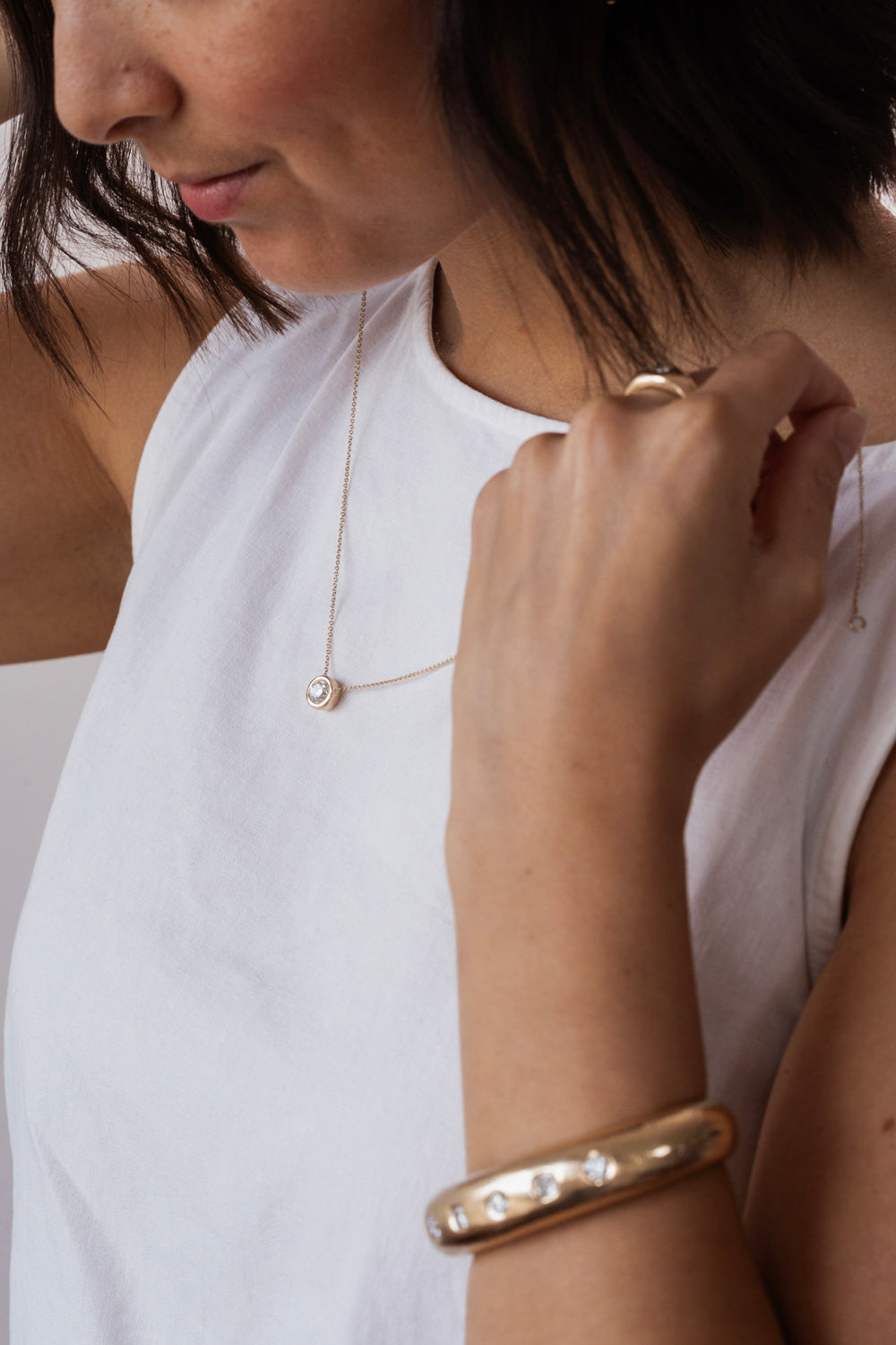 Hidden Initial Necklace, 1ct Round Cut