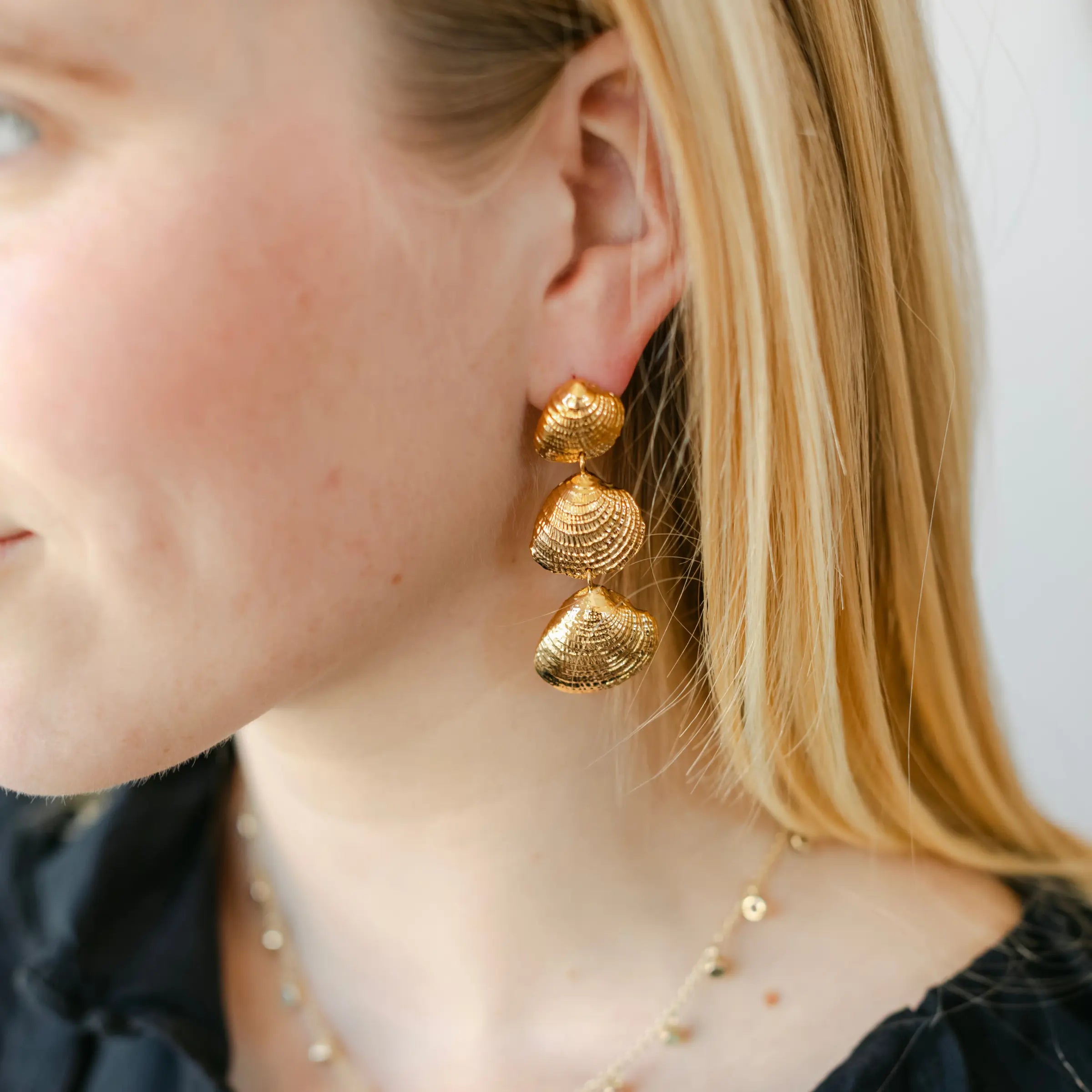 Shell Drop Studs Mary Frances Maker