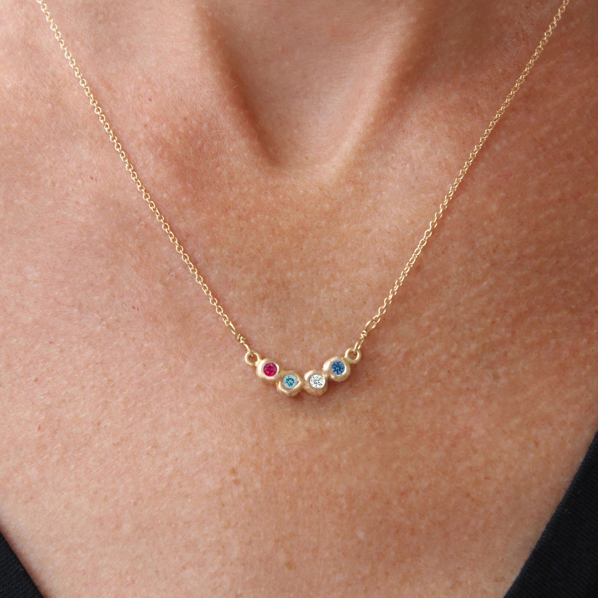 Semi-Custom Family Birthstone Necklace, 4 Stones Mary Frances Maker